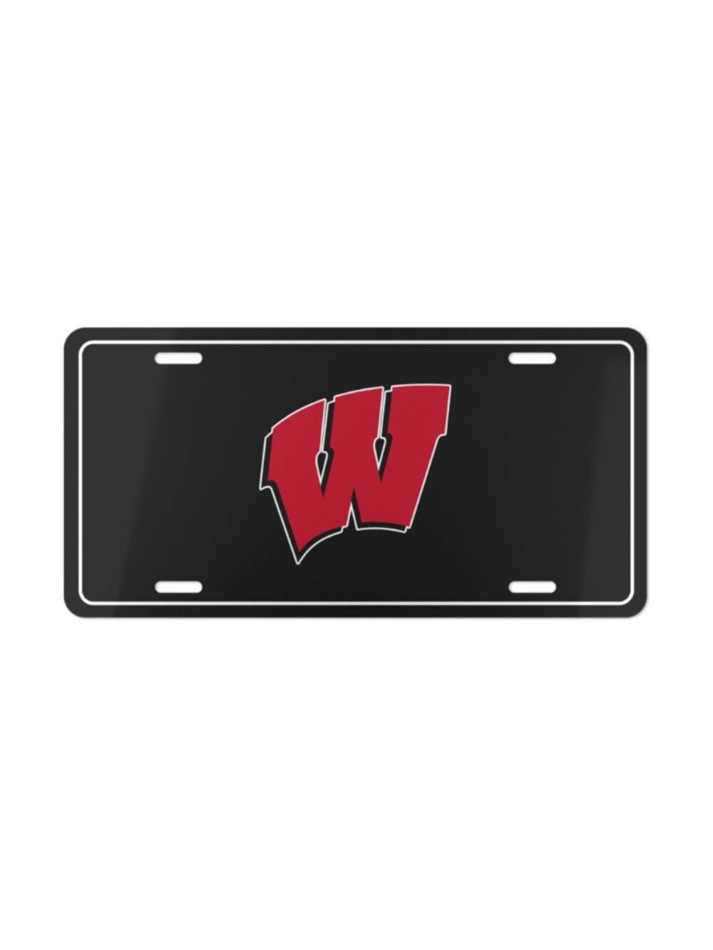 Wisconsin Badgers License Plate NCAA College Football Car Tag (Black Background)